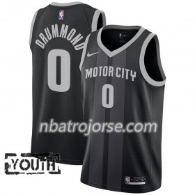Barn Detroit Pistons Tröja Andre Drummond 0 2018-19 Nike City Edition Svart Blå Swingman